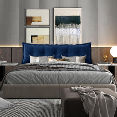 Rectangular Headboard Reading Body Pillow Velvet(100% Cotton) -Deep Blue