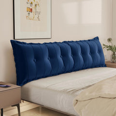 Rectangular Headboard Reading Body Pillow Velvet(100% Cotton) -Deep Blue
