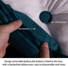 Rectangular Headboard Reading Body Pillow Velvet(100% Cotton) -Deep Blue