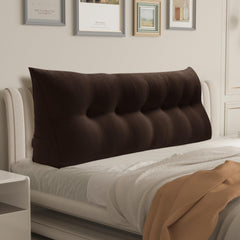 Triangular Reading Backrest Pillow 85% Linen 15% Cotton Blend—— Deep Brown