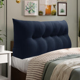 Triangular Reading Backrest Pillow 85% Linen 15% Cotton Blend—— Deep Blue