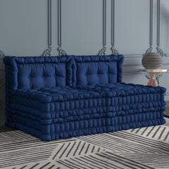 WOWMAX Floor Sofa Couch Bed Convertible Lazy Sofa,Velvet-Deep Blue