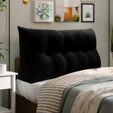 Triangular Reading Backrest Pillow 85% Linen 15% Cotton Blend—— Black