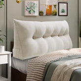 Triangular Reading Backrest Pillow 85% Linen 15% Cotton Blend—— Pure White