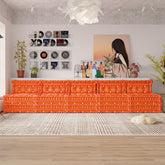 WOWMAX Floor Sofa Couch Bed Convertible Lazy Sofa,Red