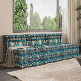 WOWMAX Floor Sofa Couch Boho –Blue Cross