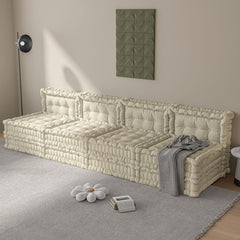 WOWMAX Floor Sofa Couch Bed Convertible Lazy Sofa,Polyester-Beige