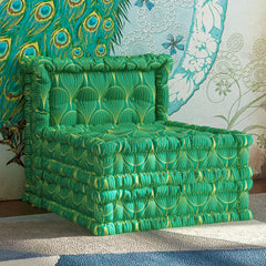 WOWMAX Floor Sofa Couch Bed Convertible Lazy Sofa,Green