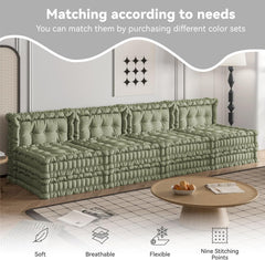 WOWMAX Floor Sofa Couch Bed Convertible Lazy Sofa,Polyester-lime Green