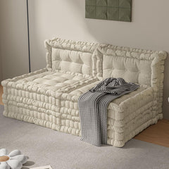 WOWMAX Floor Sofa Couch Bed Convertible Lazy Sofa,Polyester-Beige