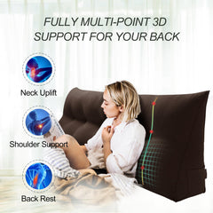 Triangular Reading Backrest Pillow 85% Linen 15% Cotton Blend—— Deep Brown