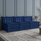 WOWMAX Floor Sofa Couch Bed Convertible Lazy Sofa,Velvet-Deep Blue