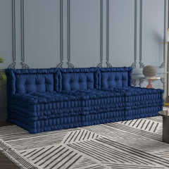 WOWMAX Floor Sofa Couch Bed Convertible Lazy Sofa,Velvet-Deep Blue