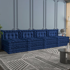 WOWMAX Floor Sofa Couch Bed Convertible Lazy Sofa,Velvet-Deep Blue