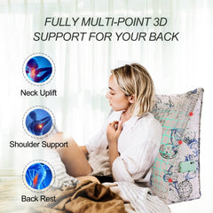 Backrest Lounge Cushion with Pocket 100% Cotton—Blue Butterfly