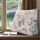 Backrest Lounge Cushion with Pocket 100% Cotton—Blue Butterfly