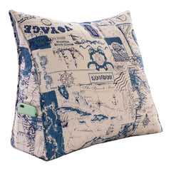 Backrest Lounge Cushion with Pocket 100% Cotton—Nautical