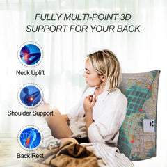 Backrest Lounge Cushion with Pocket 100% Cotton—World Map Green