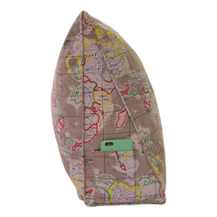 Backrest Lounge Cushion with Pocket 100% Cotton—World Map Tan
