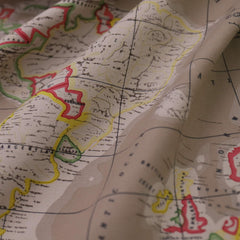 Backrest Lounge Cushion with Pocket 100% Cotton—World Map Tan