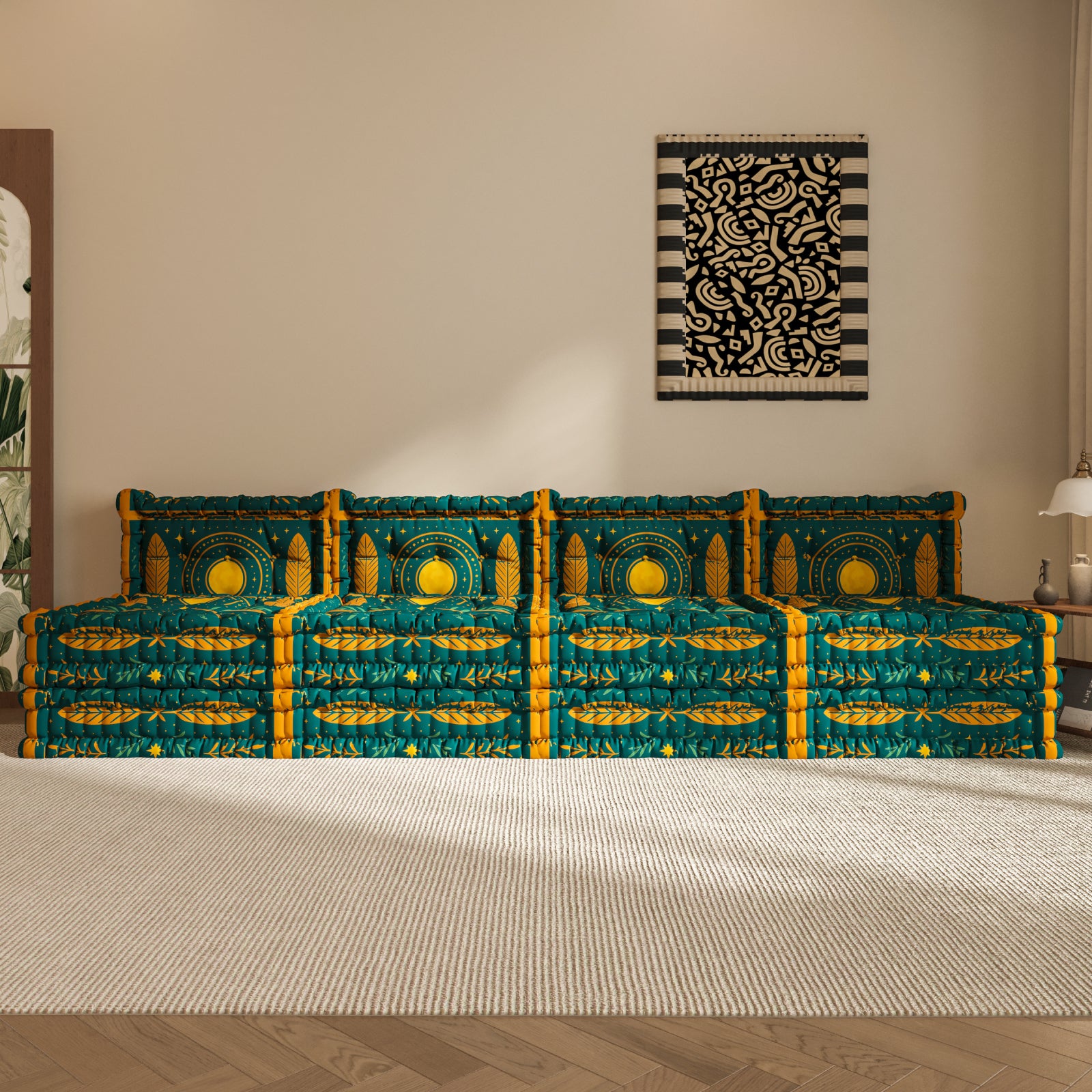 WOWMAX Floor Sofa Couch Boho –Sunset Earth Tone