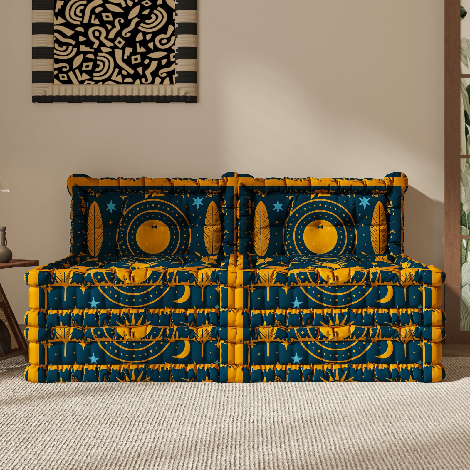 WOWMAX Floor Sofa Couch Boho –Moon&Star Totems