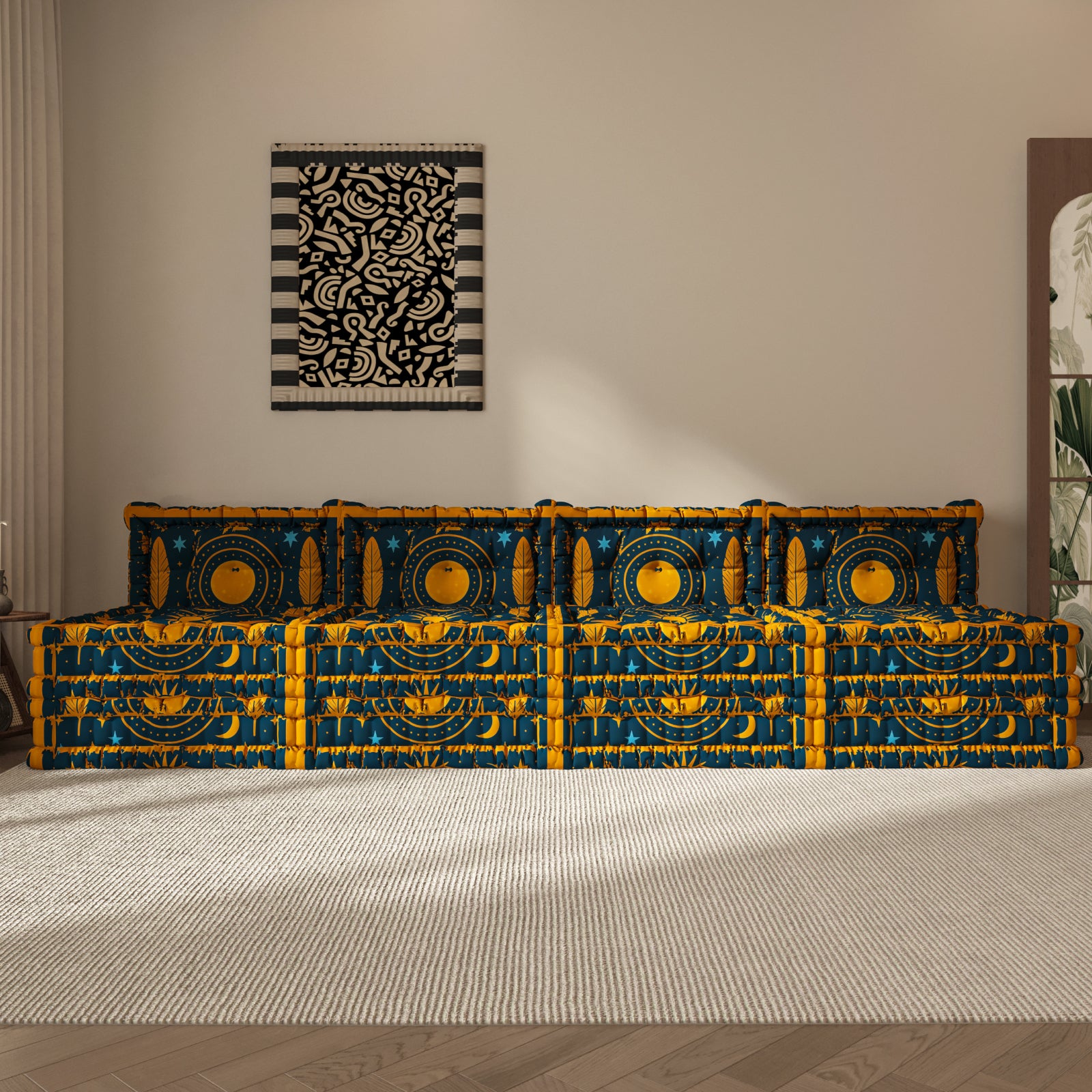 WOWMAX Floor Sofa Couch Boho –Moon&Star Totems