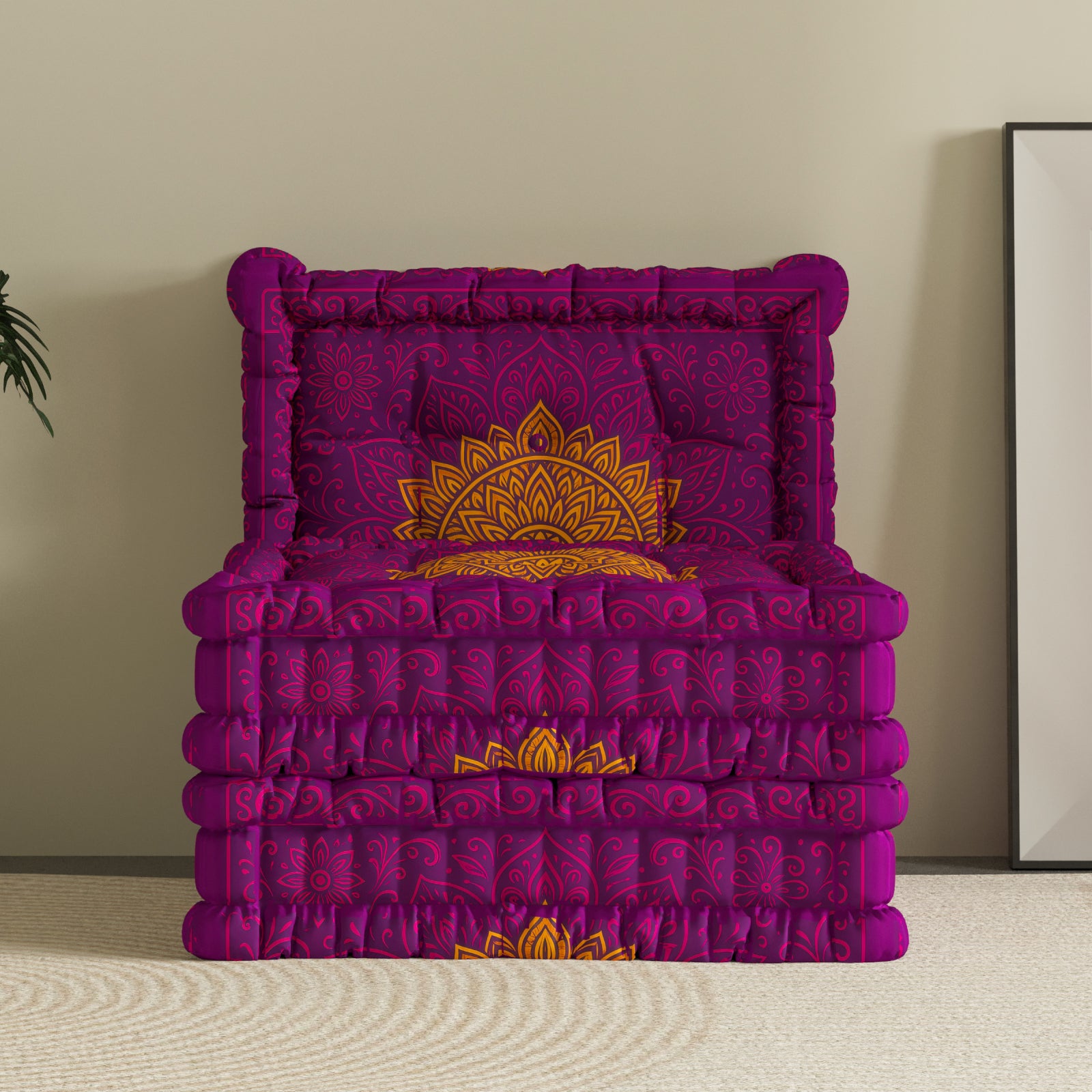 WOWMAX Floor Sofa Couch Boho –Indian Garden