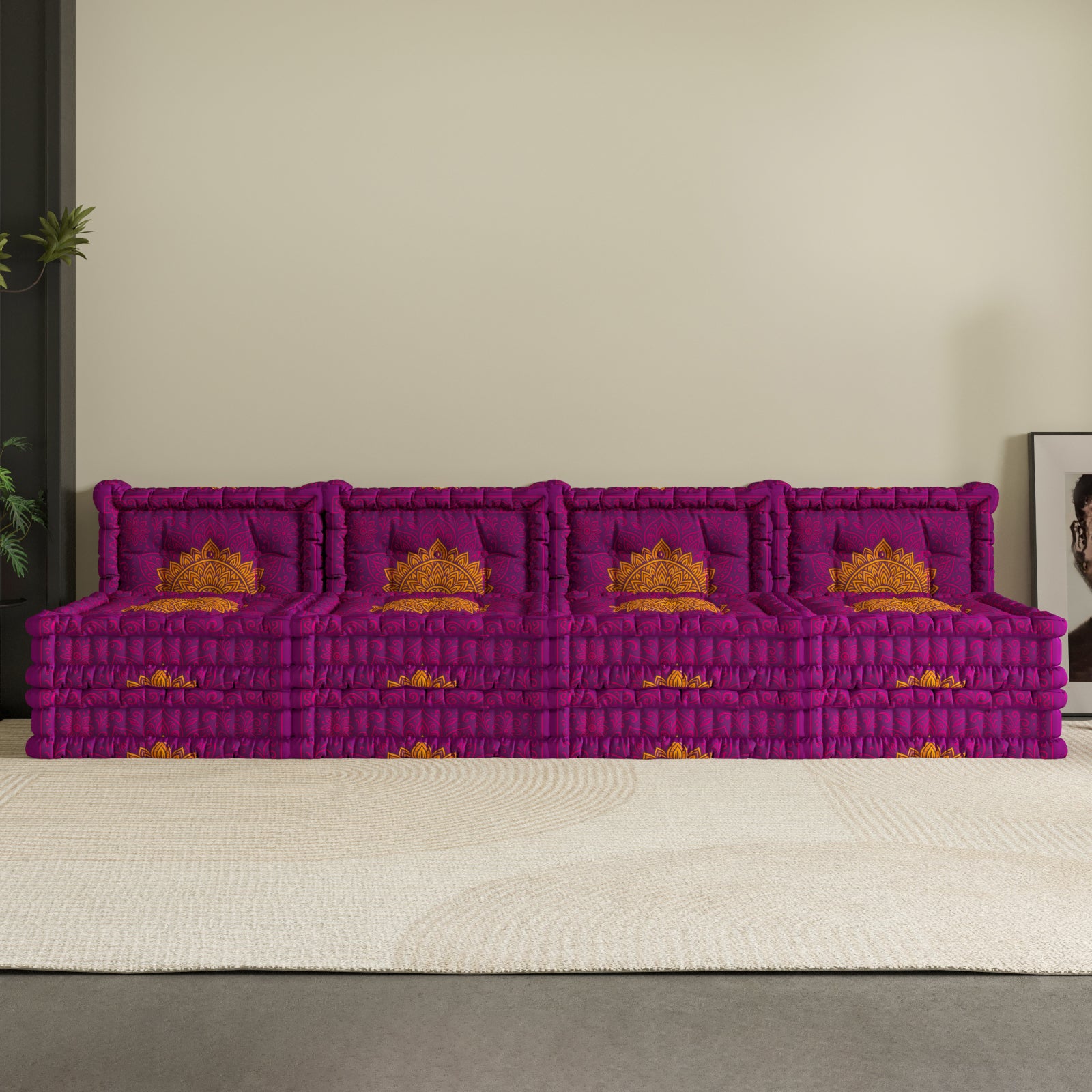 WOWMAX Floor Sofa Couch Boho –Indian Garden
