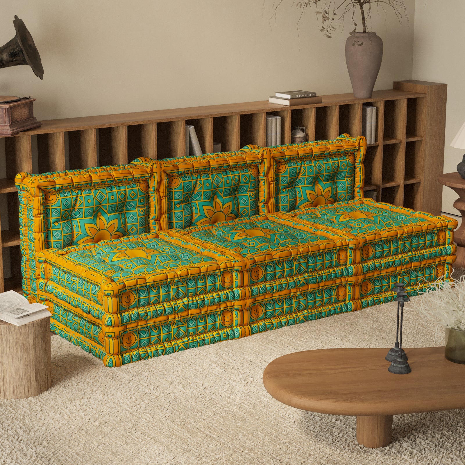 WOWMAX Floor Sofa Couch Boho –Moroccan Smile Mosaic