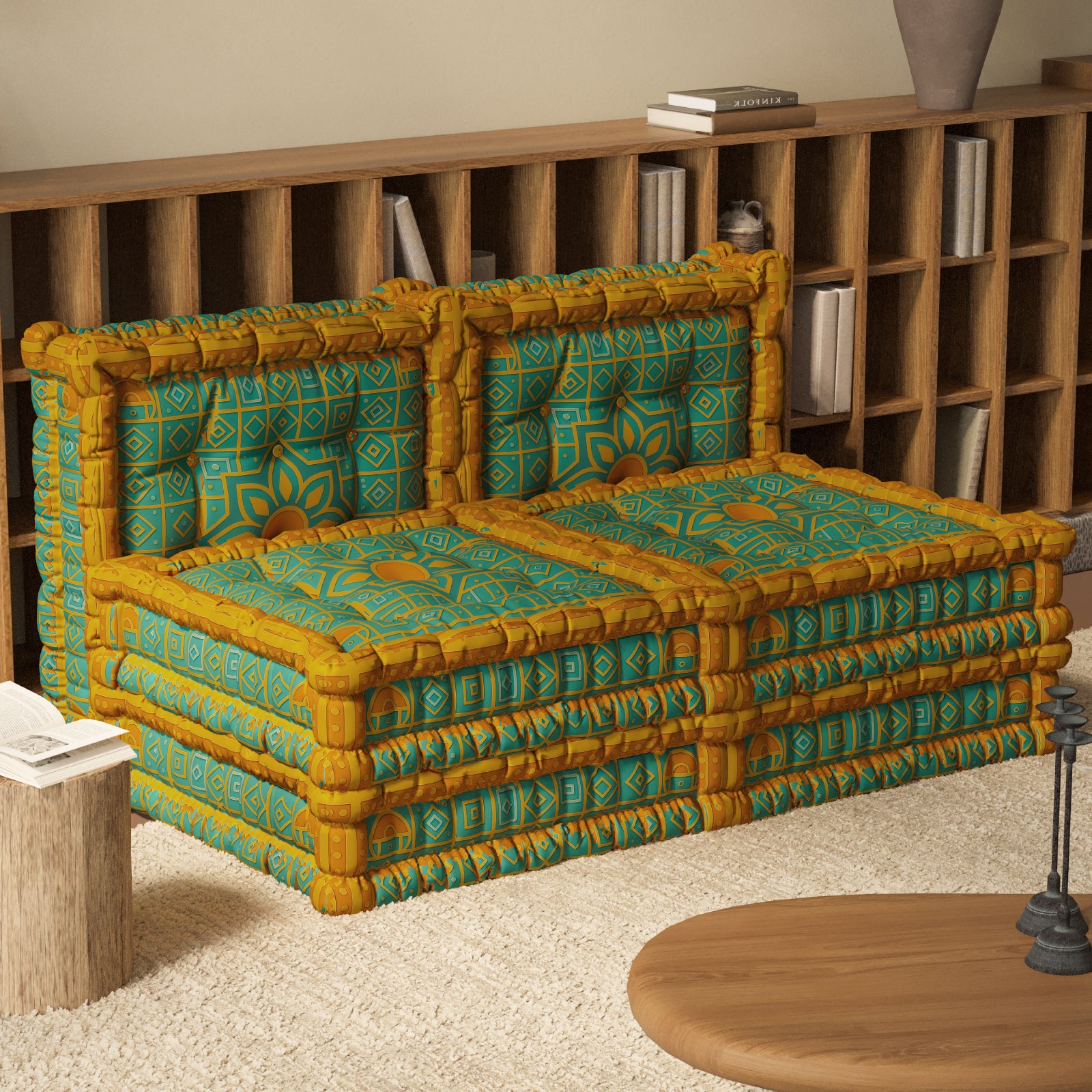 WOWMAX Floor Sofa Couch Boho –Moroccan Geometry
