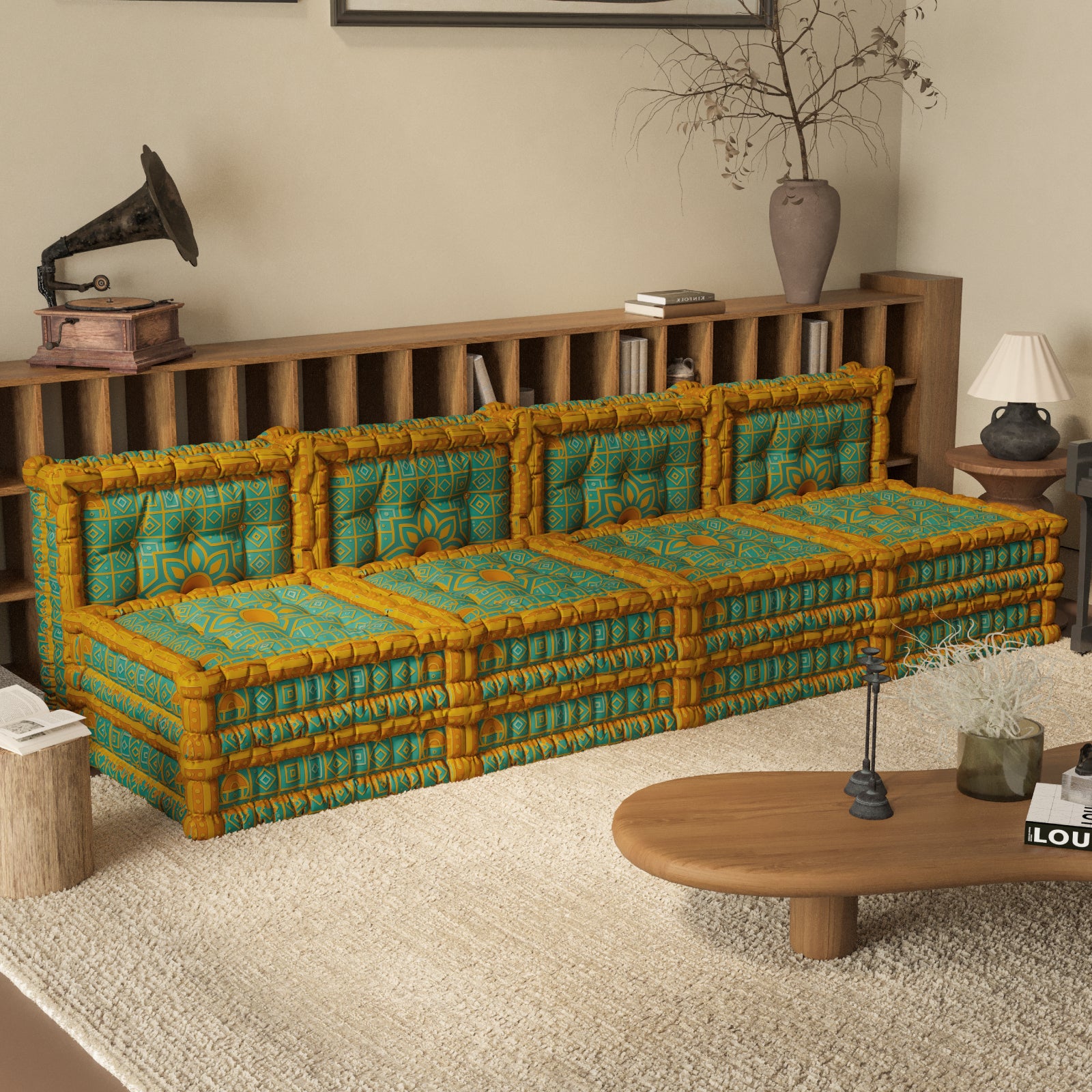 WOWMAX Floor Sofa Couch Boho –Moroccan Geometry
