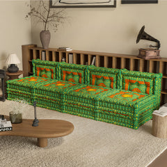WOWMAX Floor Sofa Couch Boho –Green Totem