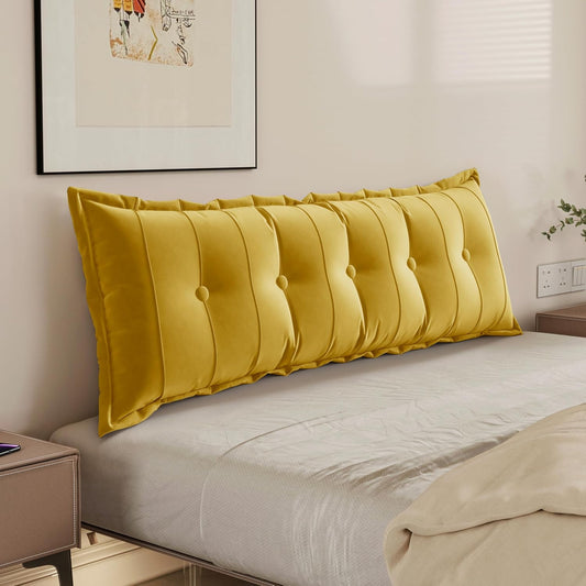 Rectangular Headboard Reading Body Velvet (100% Cotton)——Yellow