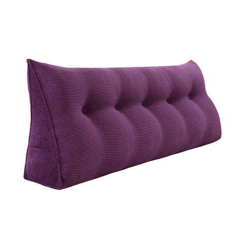 Triangular Reading Pillow Headboard Backrest Corduroy— Purple