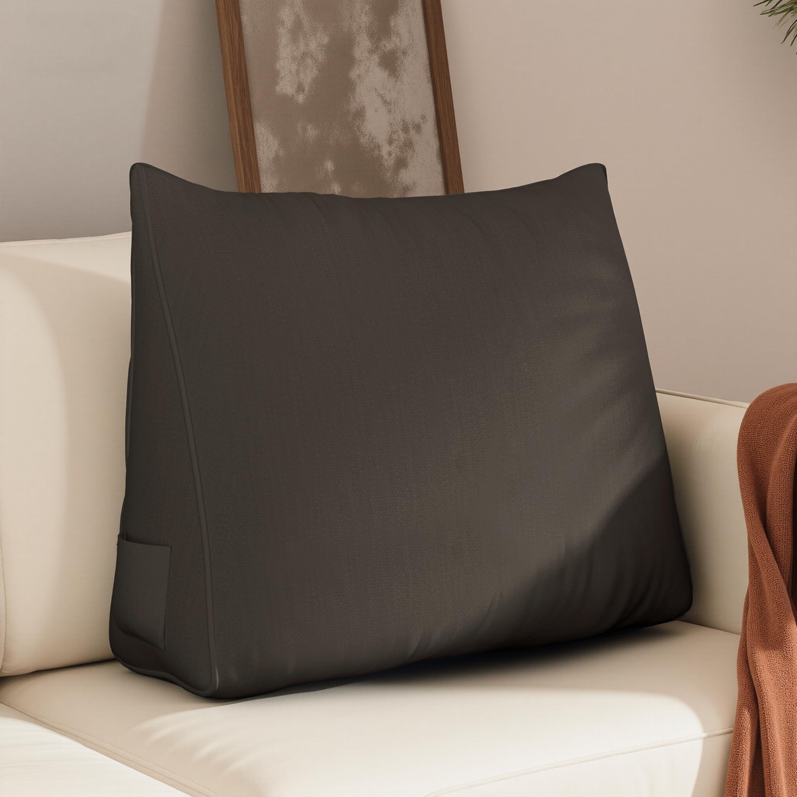 Back Pillow for Bed Sitting up-Bed Wedge Pillow Cover, (80% Cotton 20% Linen Blend)