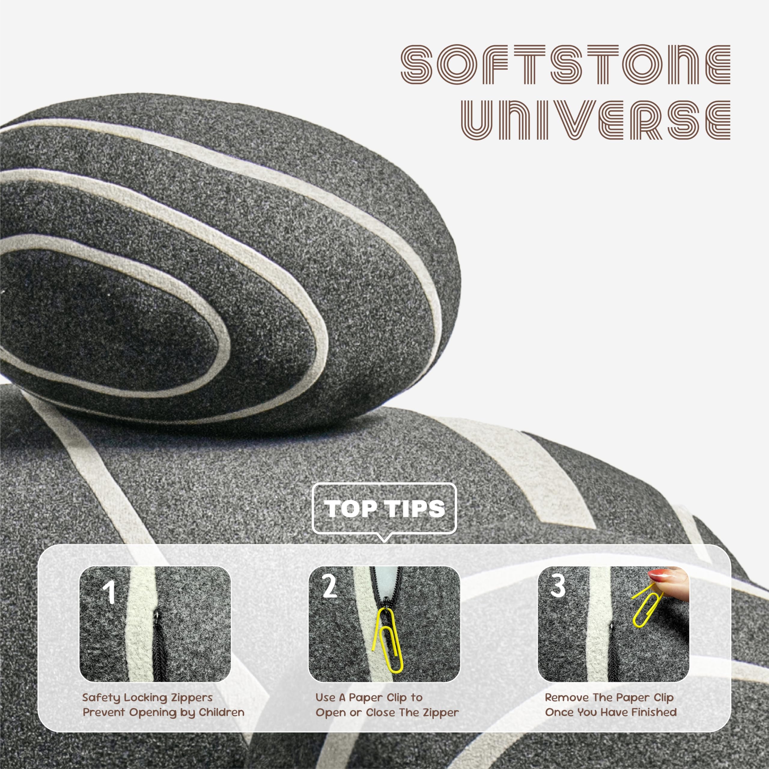 3D Curve Living Stones Pillows 6 Mix Sizes Stuffed Pillows Big Rock Pillows
