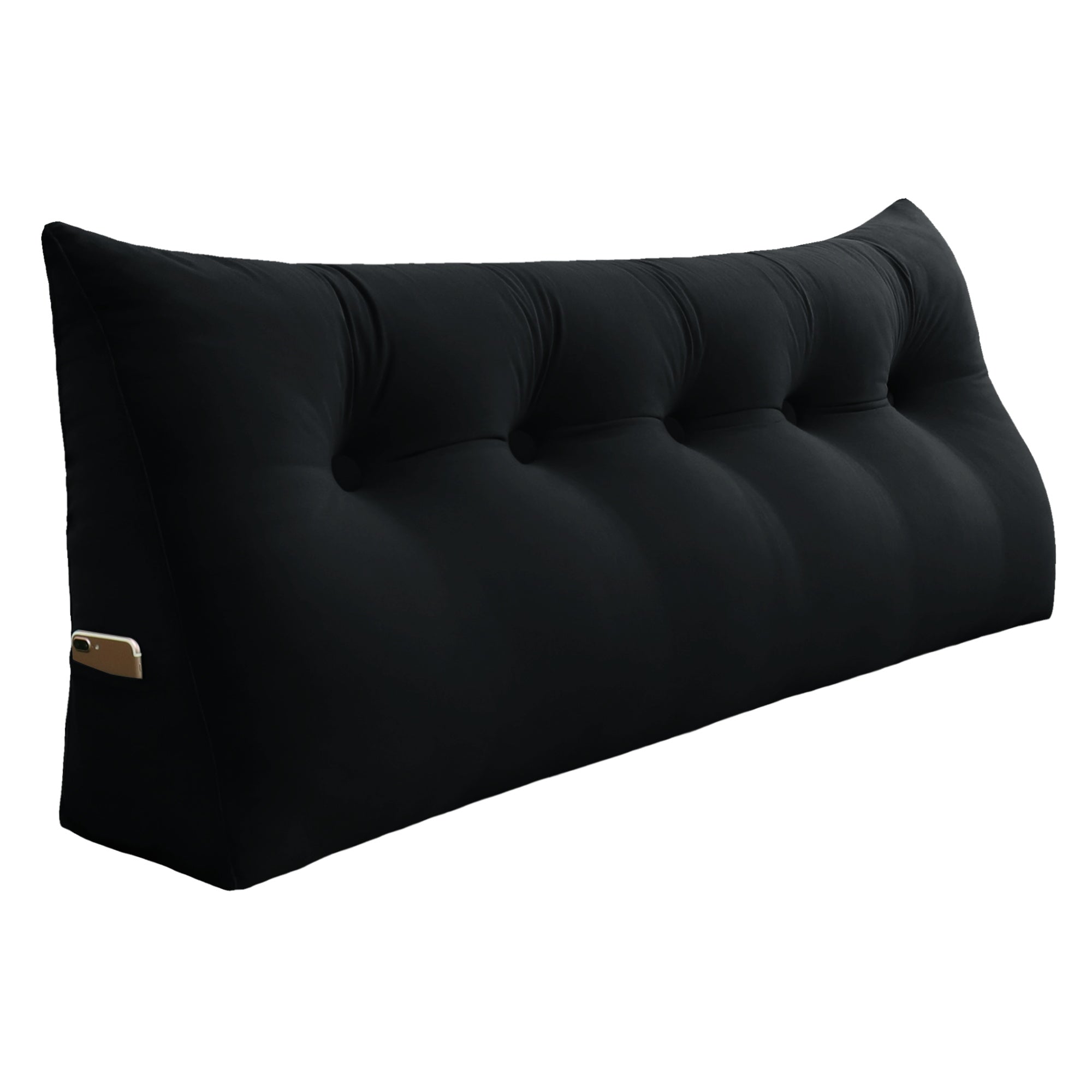 Large Bolster Triangular Backrest Reading Pillow Velvet— Black