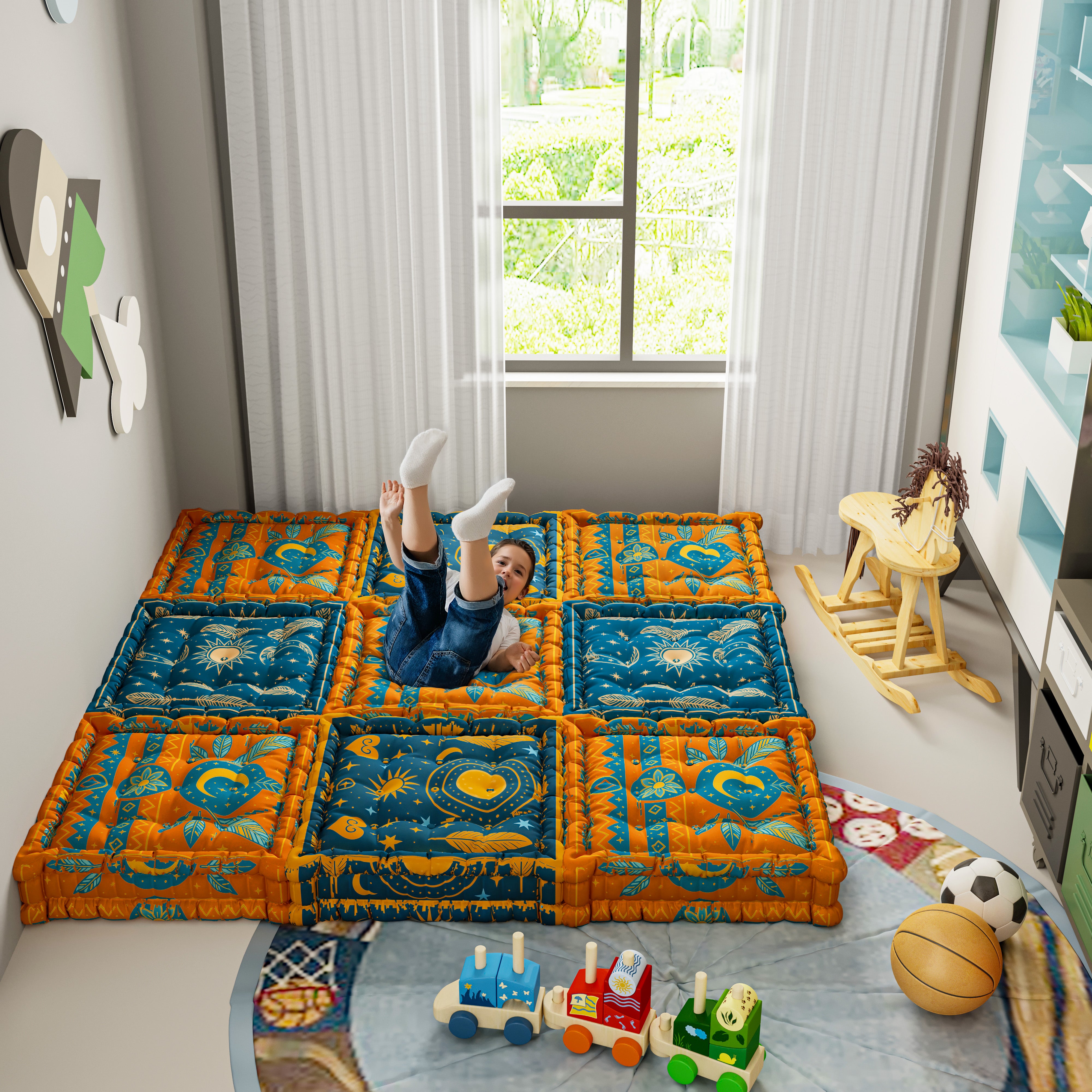 WOWMAX Floor Sofa Couch Boho –Moroccan Geometry