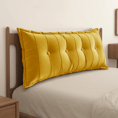 Rectangular Headboard Reading Body Velvet (100% Cotton)——Yellow