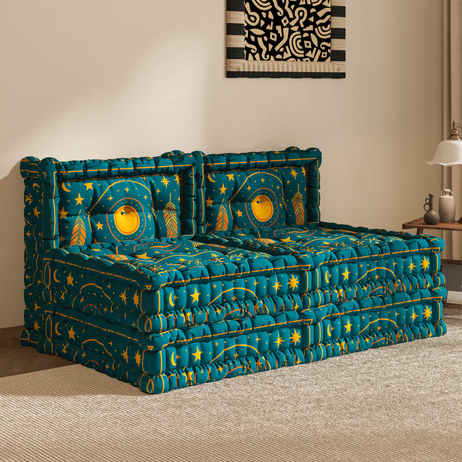 WOWMAX Floor Sofa Couch Boho –Moroccan Arch Tile