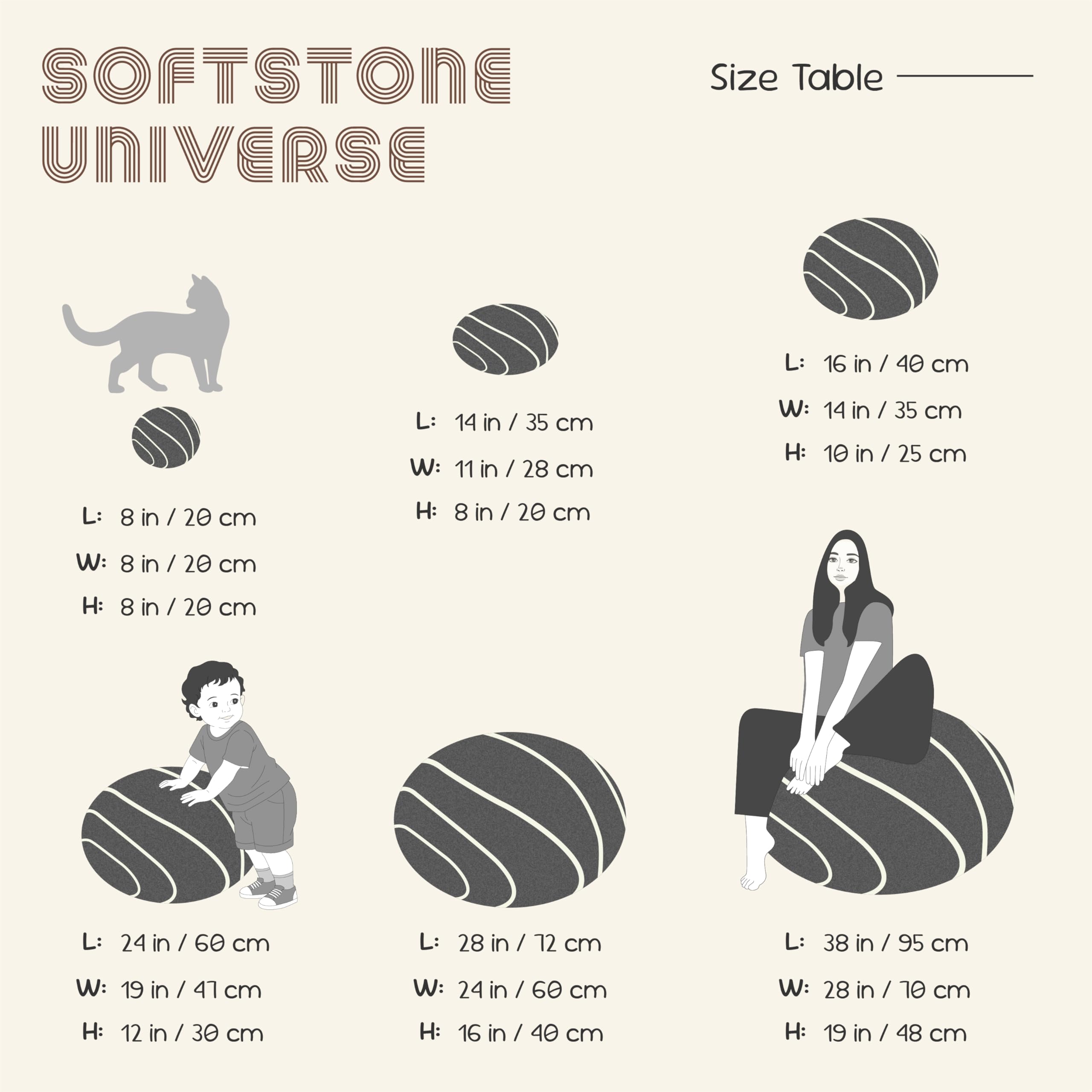3D Curve Living Stones Pillows 6 Mix Sizes Stuffed Pillows Big Rock Pillows