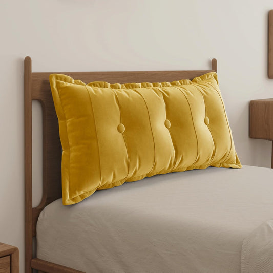 Rectangular Headboard Reading Body Velvet (100% Cotton)——Yellow