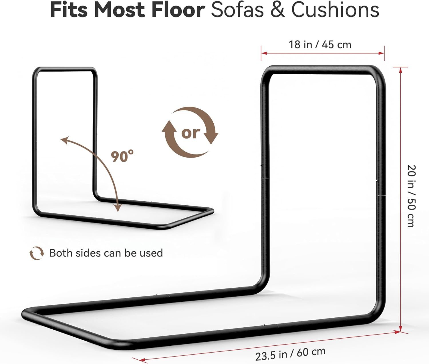 WOWMAX Floor Sofa Support Frame, Freestanding Metal Back Support, No Wall Needed, Fits Most Floor Sofas