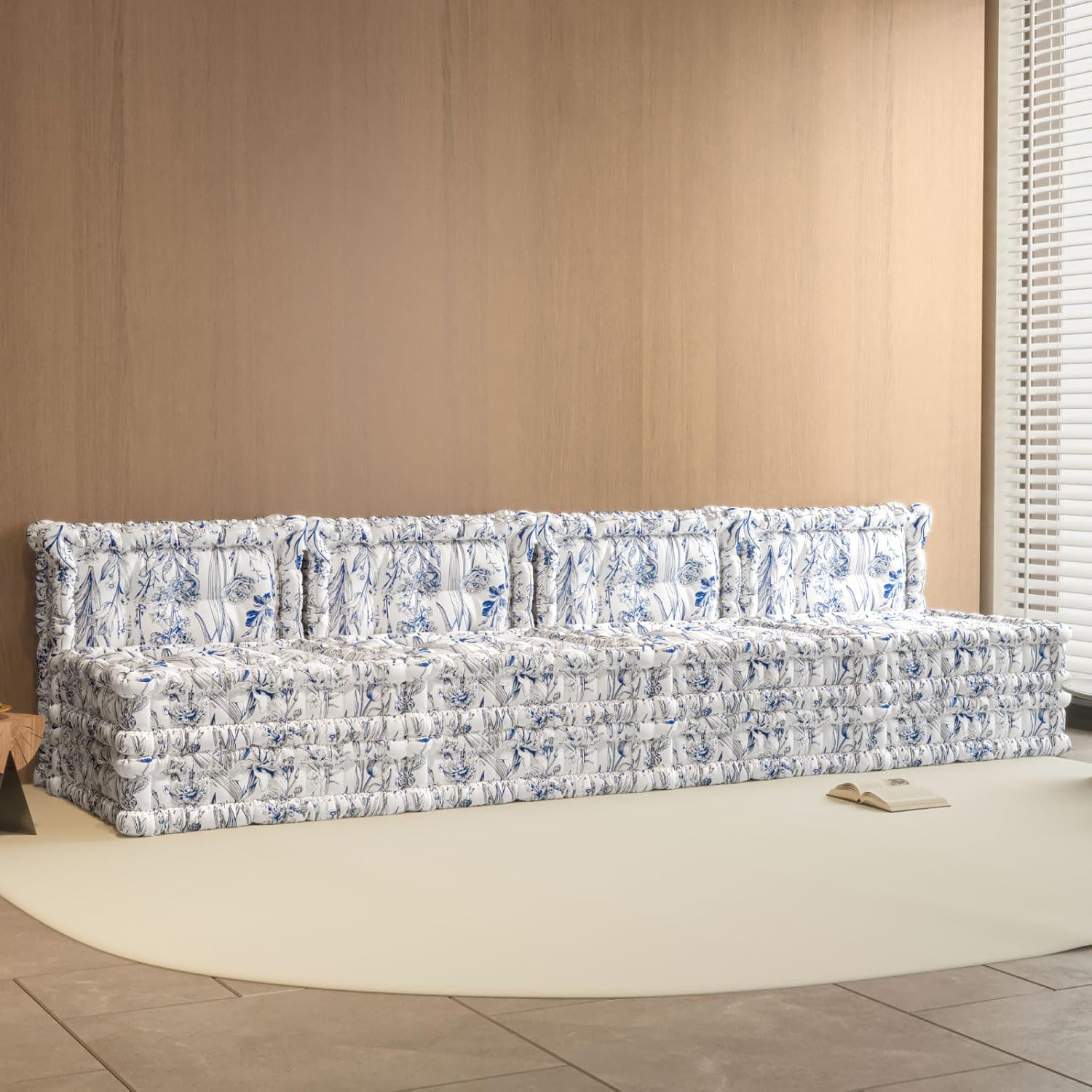 WOWMAX Floor Sofa Couch Boho –Light Blue Flowers