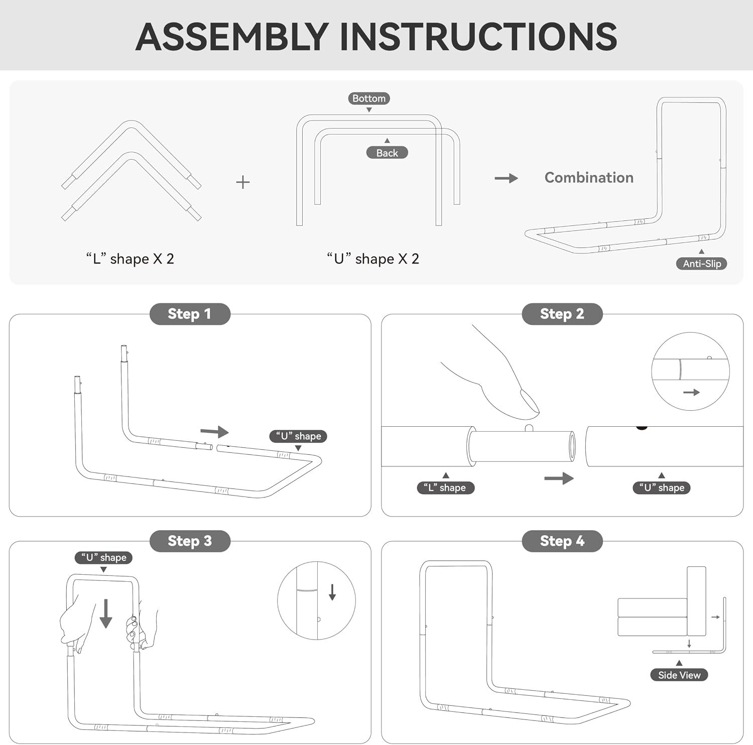 WOWMAX Floor Sofa Support Frame, Freestanding Metal Back Support, No Wall Needed, Fits Most Floor Sofas