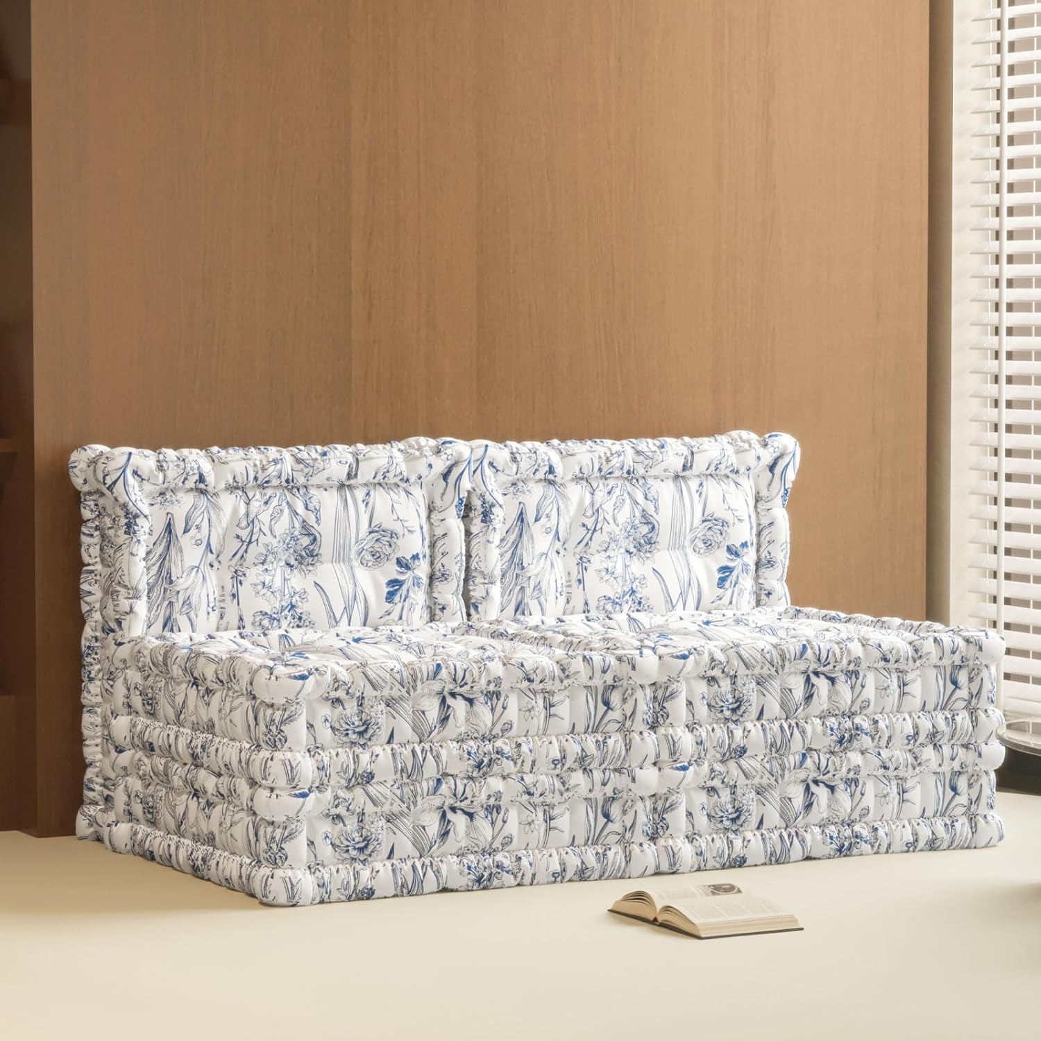 WOWMAX Floor Sofa Couch Boho –Light Blue Flowers