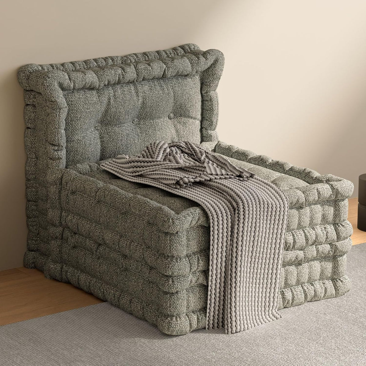 WOWMAX Floor Sofa Couch Bed Convertible Lazy Sofa,Polyester-Gray