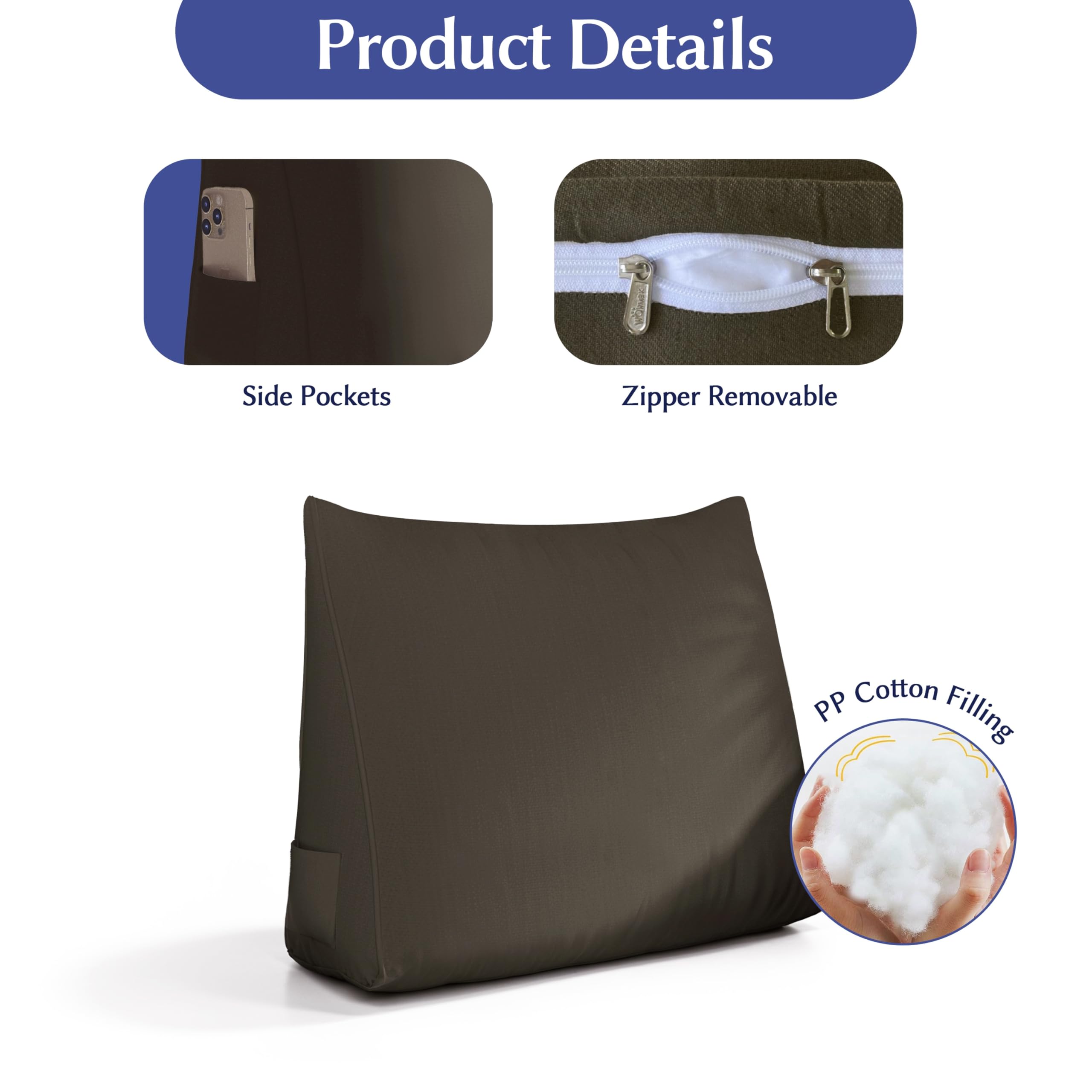 Back Pillow for Bed Sitting up, 80% Cotton 20% Linen  Blend