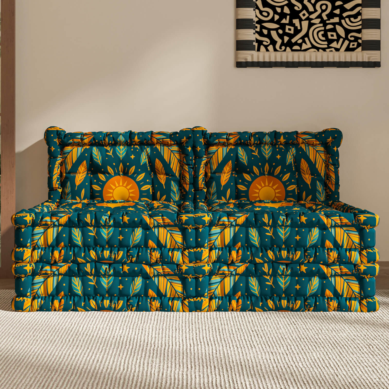 WOWMAX Floor Sofa Couch Boho –Arabian Gold Garden